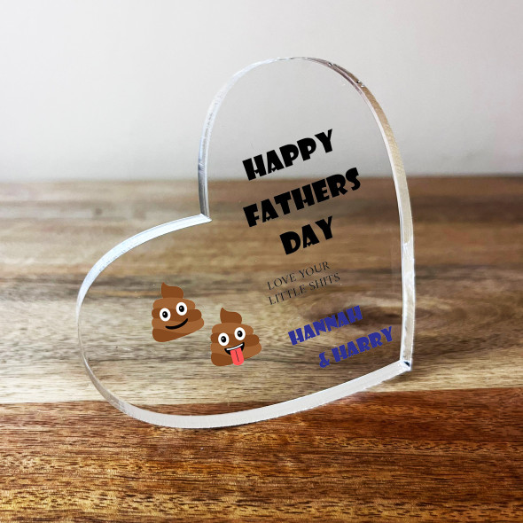 Poo Father's Day Dad Love Your Little Shits 2 Clear Heart Personalised Gift