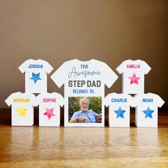 This Awesome Step Dad Belongs To 6 Small Football Shirt Photo Personalised Gift