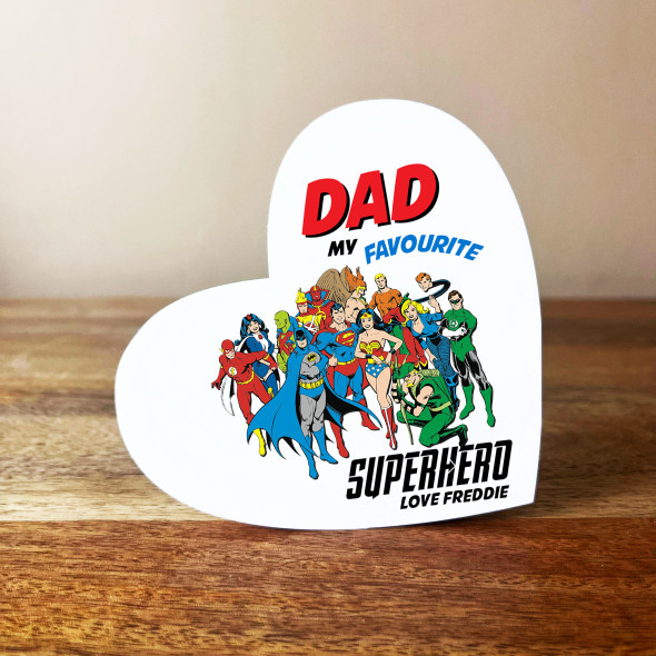 Dad My Favourite Superhero Heart Birthday Father's Day Heart Personalised Gift