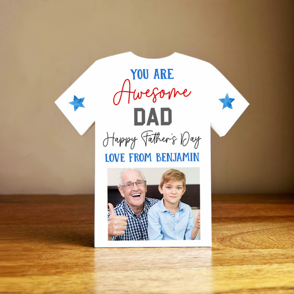 Awesome dad Photo Father's Day Football Shirt Personalised Gift Ornament