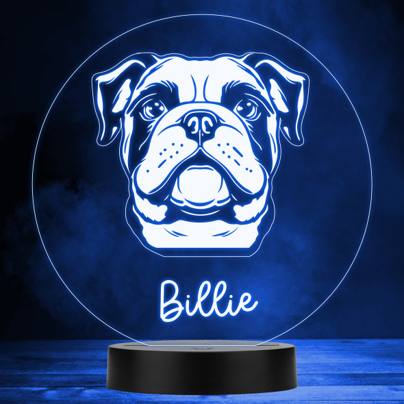 Bulldog Dog Pet Silhouette Multicolour Personalised Gift LED Lamp Night Light