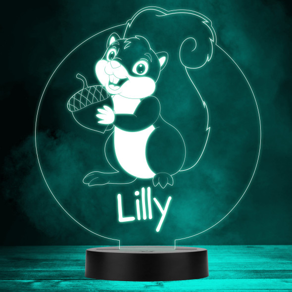 Cute Squirrel Holding Acorn Multicolour Personalised Gift LED Lamp Night Light