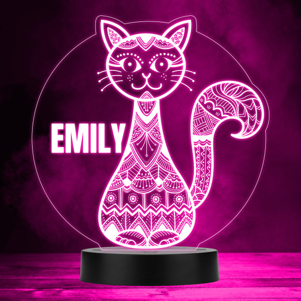 Decorative Pattern Cat Colour Changing Personalised Gift LED Lamp Night Light