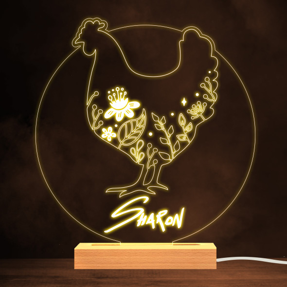 Chicken Decorative Floral Farm Animal Warm Lamp Personalised Gift Night Light
