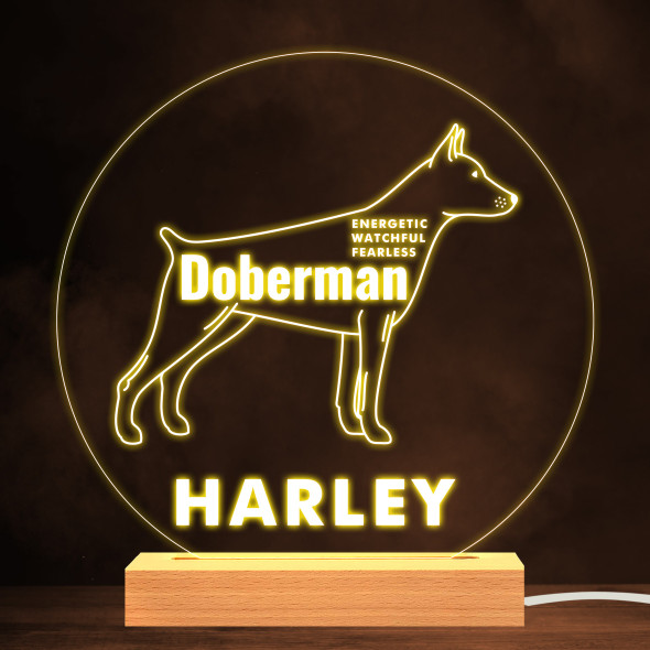 Doberman Dog Pet Silhouette Personality Warm Lamp Personalised Gift Night Light