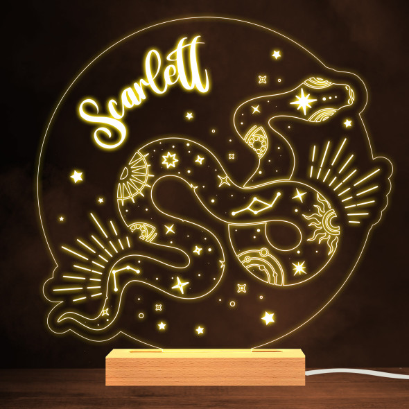 Mystic Snake Stars Astrology Warm White Lamp Personalised Gift Night Light