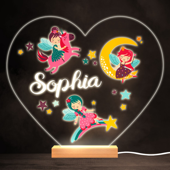 Cute Fairies Unicorn Colourful Heart Personalised Gift LED Lamp Night Light