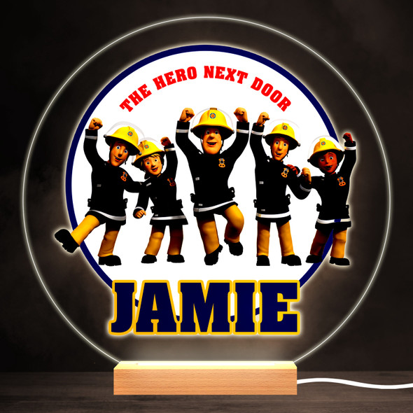 Fireman Sam Colourful Round Personalised Gift Warm White LED Lamp Night Light