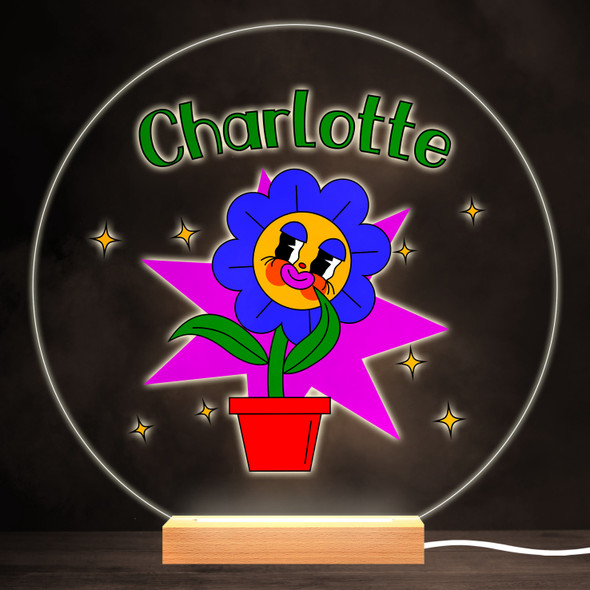 Funny Pot Plant Flower Colourful Round Personalised Gift LED Lamp Night Light