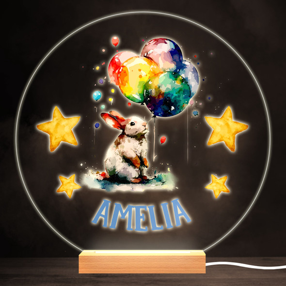 Rabbit Cute Animal Baby Colourful Round Personalised Gift LED Lamp Night Light