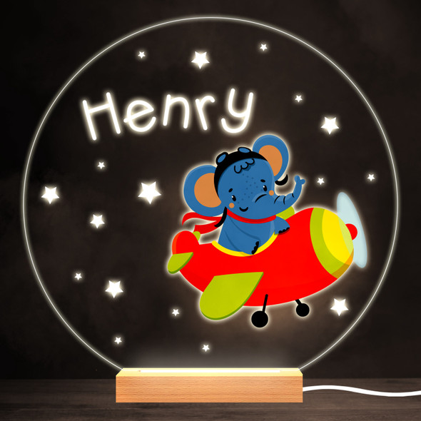 Cute Flying Elephant Colourful Round Personalised Gift LED Lamp Night Light