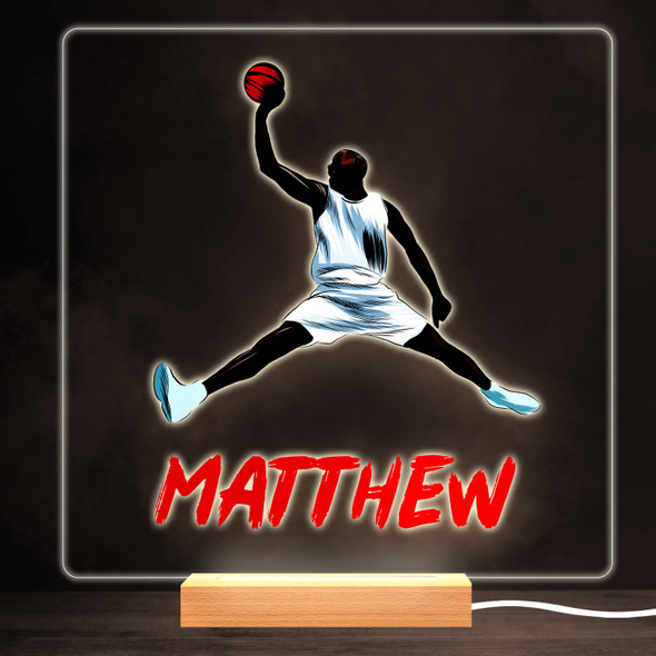 Basketball Sport Man Colourful Square Personalised Gift LED Lamp Night Light