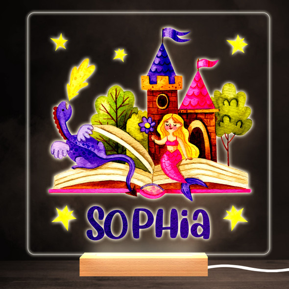 Book Fairy-tale Girl Princess Bright Square Personalised Gift Lamp Night Light