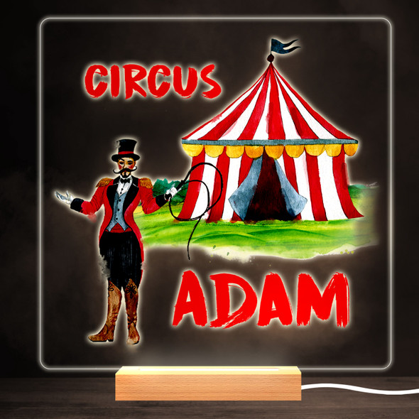 Circus Show Tent Ringmaster Colourful Square Personalised Gift Lamp Night Light
