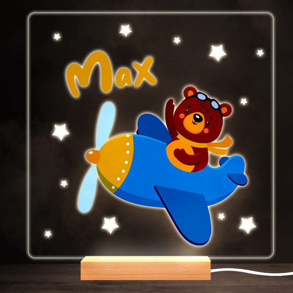 Cute Flying Bear Colourful Square Personalised Gift LED Lamp Night Light