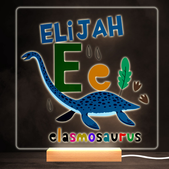E Dinosaur Alphabet Colourful Square Personalised Gift LED Lamp Night Light