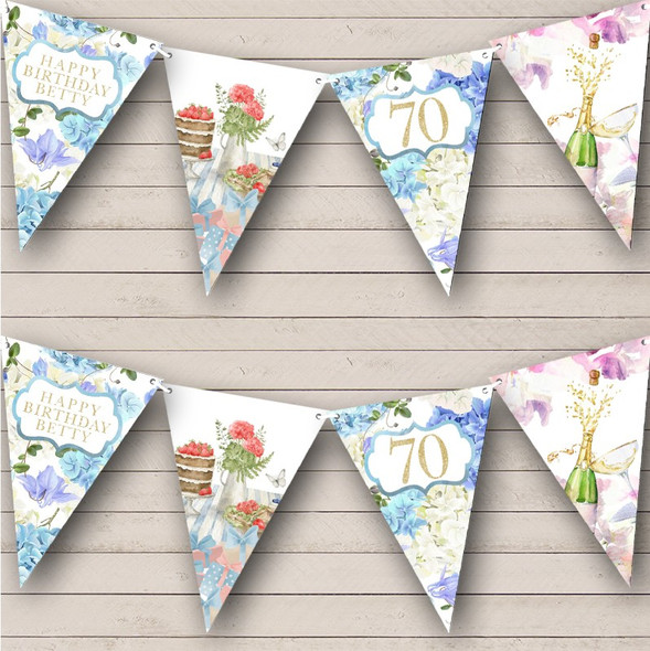 Birthday Picnic Celebration Champagne Cake Personalised Party Banner Bunting