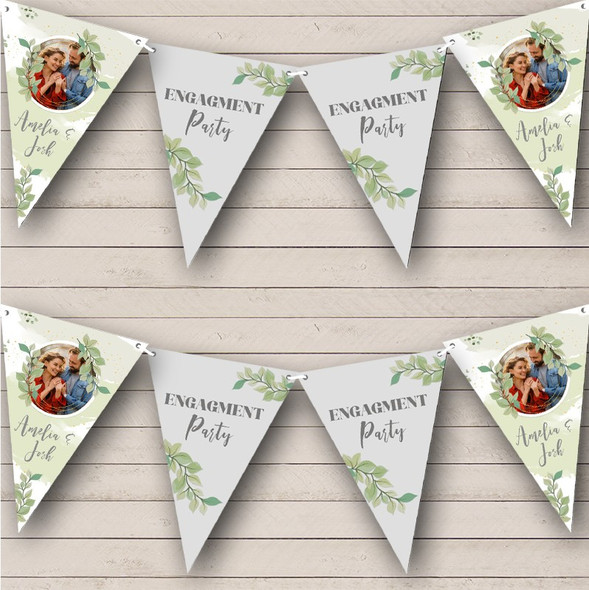 Engagement Photo Green Leaves Nature Engaged Personalised Banner Bunting