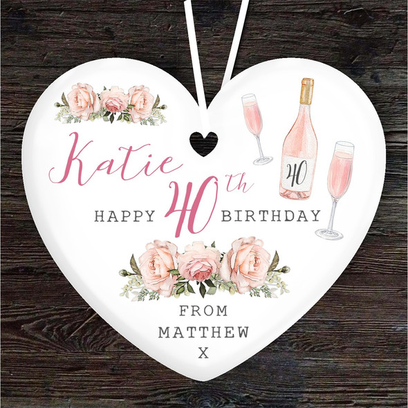 Special Birthday Pink Champagne Glasses Heart Personalised Gift Hanging Ornament