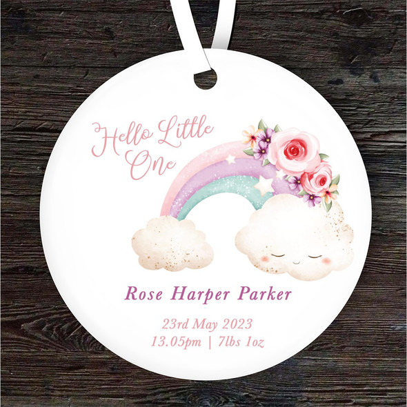 New Baby Pastel Rainbow Round Personalised Gift Keepsake Hanging Ornament Plaque
