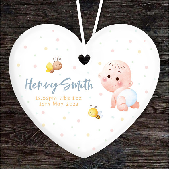 New Baby Birth Details Heart Personalised Gift Keepsake Hanging Ornament Plaque