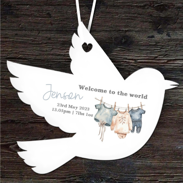 Welcome New Baby Baby Clothes Bird Personalised Gift Keepsake Hanging Ornament
