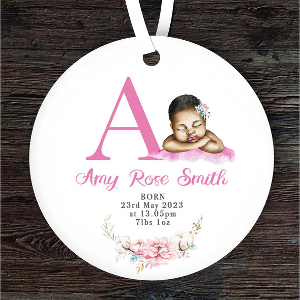 New Baby Girl Dark Skin New Baby Letter A Personalised Gift Hanging Ornament