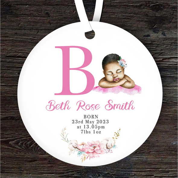 New Baby Girl Dark Skin New Baby Letter B Personalised Gift Hanging Ornament