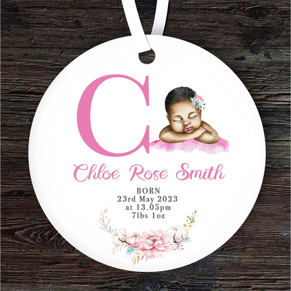 New Baby Girl Dark Skin New Baby Letter C Personalised Gift Hanging Ornament