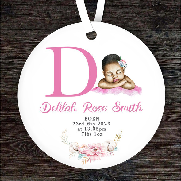New Baby Girl Dark Skin New Baby Letter D Personalised Gift Hanging Ornament