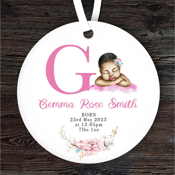 New Baby Girl Dark Skin New Baby Letter G Personalised Gift Hanging Ornament