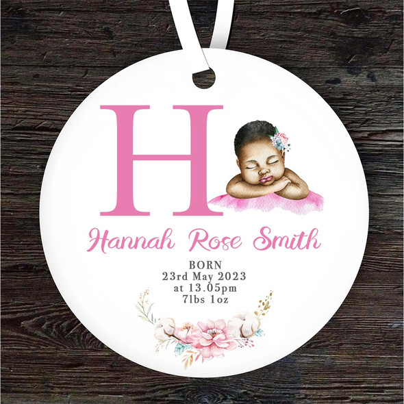 New Baby Girl Dark Skin New Baby Letter H Personalised Gift Hanging Ornament
