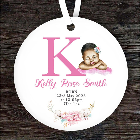 New Baby Girl Dark Skin New Baby Letter K Personalised Gift Hanging Ornament