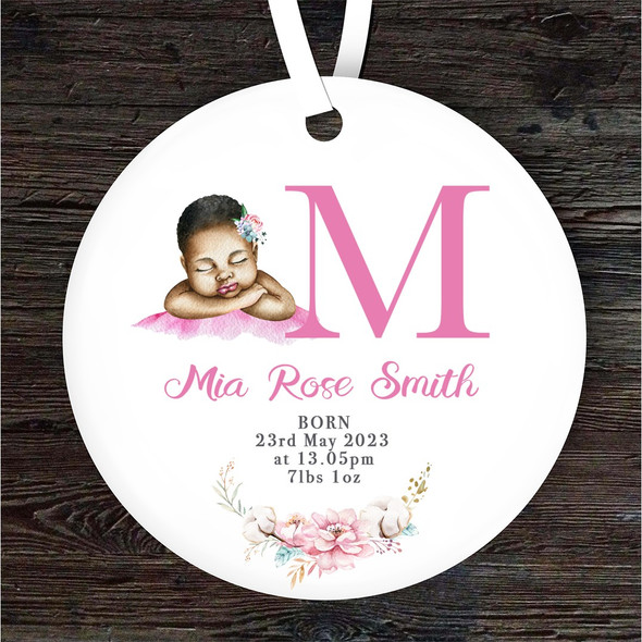 New Baby Girl Dark Skin New Baby Letter M Personalised Gift Hanging Ornament