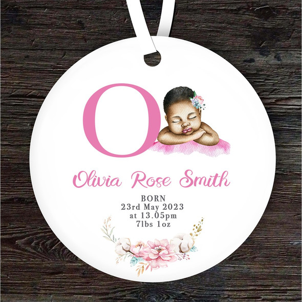 New Baby Girl Dark Skin New Baby Letter O Personalised Gift Hanging Ornament