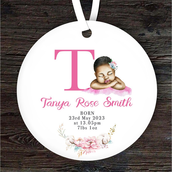 New Baby Girl Dark Skin New Baby Letter T Personalised Gift Hanging Ornament