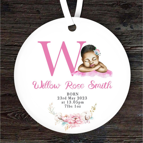 New Baby Girl Dark Skin New Baby Letter W Personalised Gift Hanging Ornament