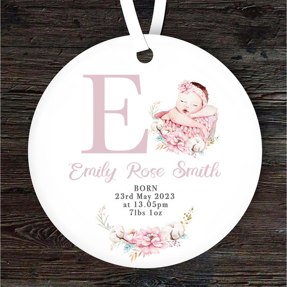 New Baby Girl New Baby Letter E Personalised Gift Keepsake Hanging Ornament