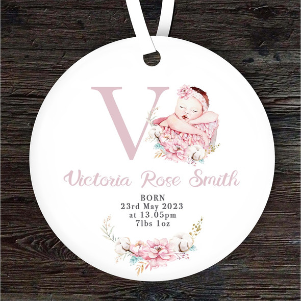 New Baby Girl New Baby Letter V Personalised Gift Keepsake Hanging Ornament