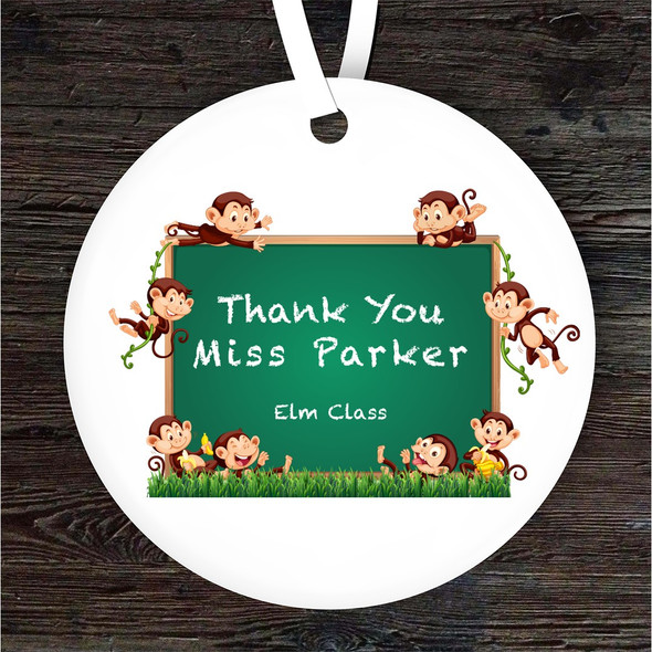 Thank You Teacher Monkeys Chalkboard Personalised Gift Keepsake Hanging Ornament