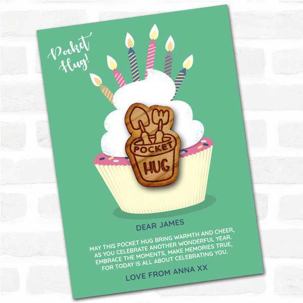 Spade & Fork In A Pot Cupcake Happy Birthday Personalised Gift Pocket Hug