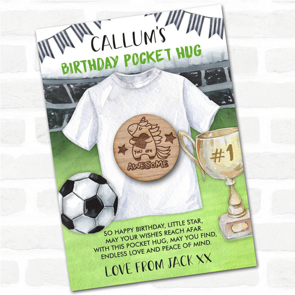 Unicorn You Are Awesome Kid's Birthday Football Personalised Gift Pocket Hug