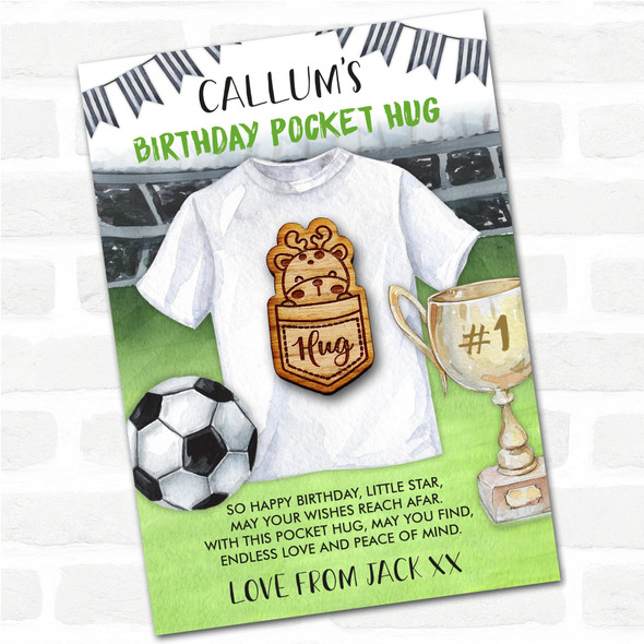 Deer In A Pocket Kid's Boys Birthday Football Personalised Gift Pocket Hug
