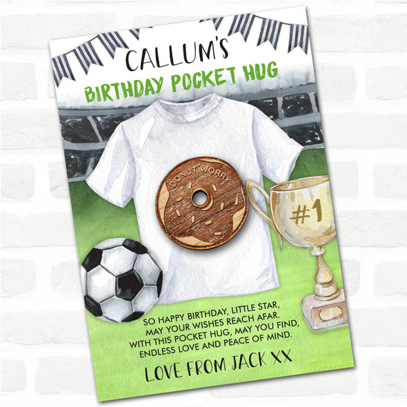 Donut Icing & Kid's Boys Birthday Football Personalised Gift Pocket Hug
