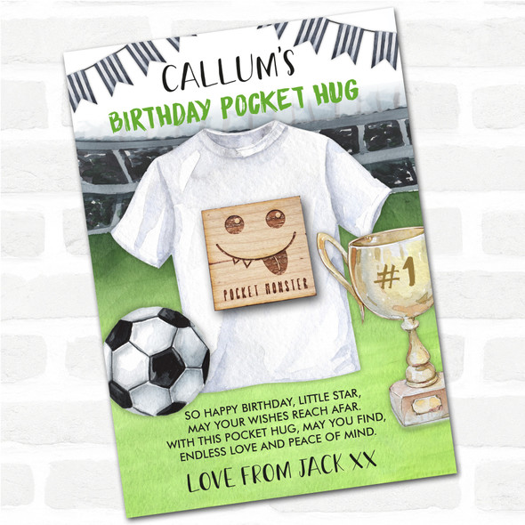 Monster Face Teeth Tongue Kid's Birthday Football Personalised Gift Pocket Hug