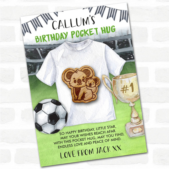 Parent & Baby Koala Kid's Boys Birthday Football Personalised Gift Pocket Hug