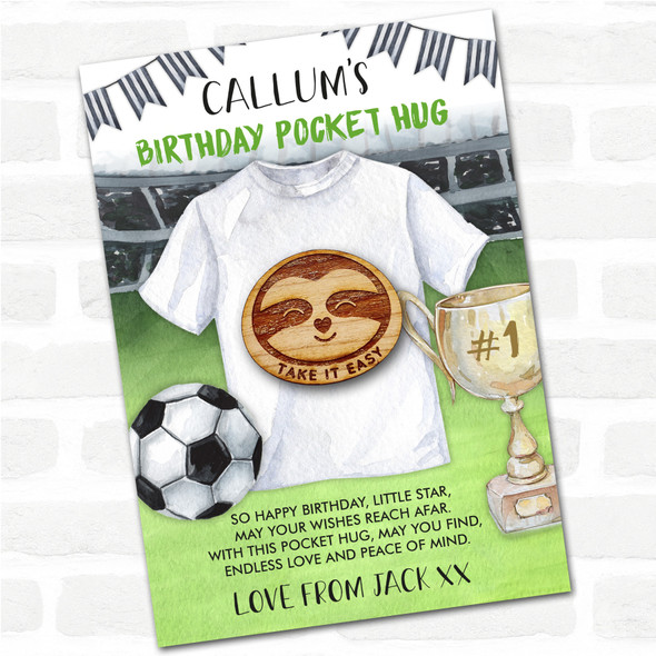 Sloth Heart Nose Kid's Birthday Football Personalised Gift Pocket Hug