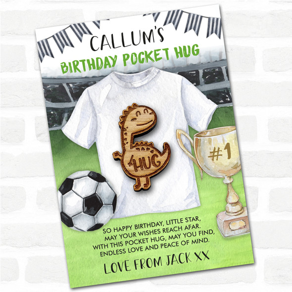 Stegosaurus Kid's Boys Birthday Football Personalised Gift Pocket Hug