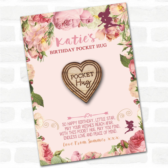 Hearts Pattern Kid's Girls Birthday Fairy Personalised Gift Pocket Hug