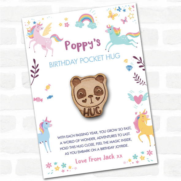 Eyelash Panda Kid's Girls Birthday Unicorn Personalised Gift Pocket Hug
